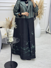 C 1090 - 02 Turquoise Printed Coat Abaya