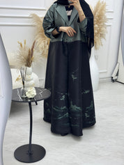 C 1090 - 02 Turquoise Printed Coat Abaya