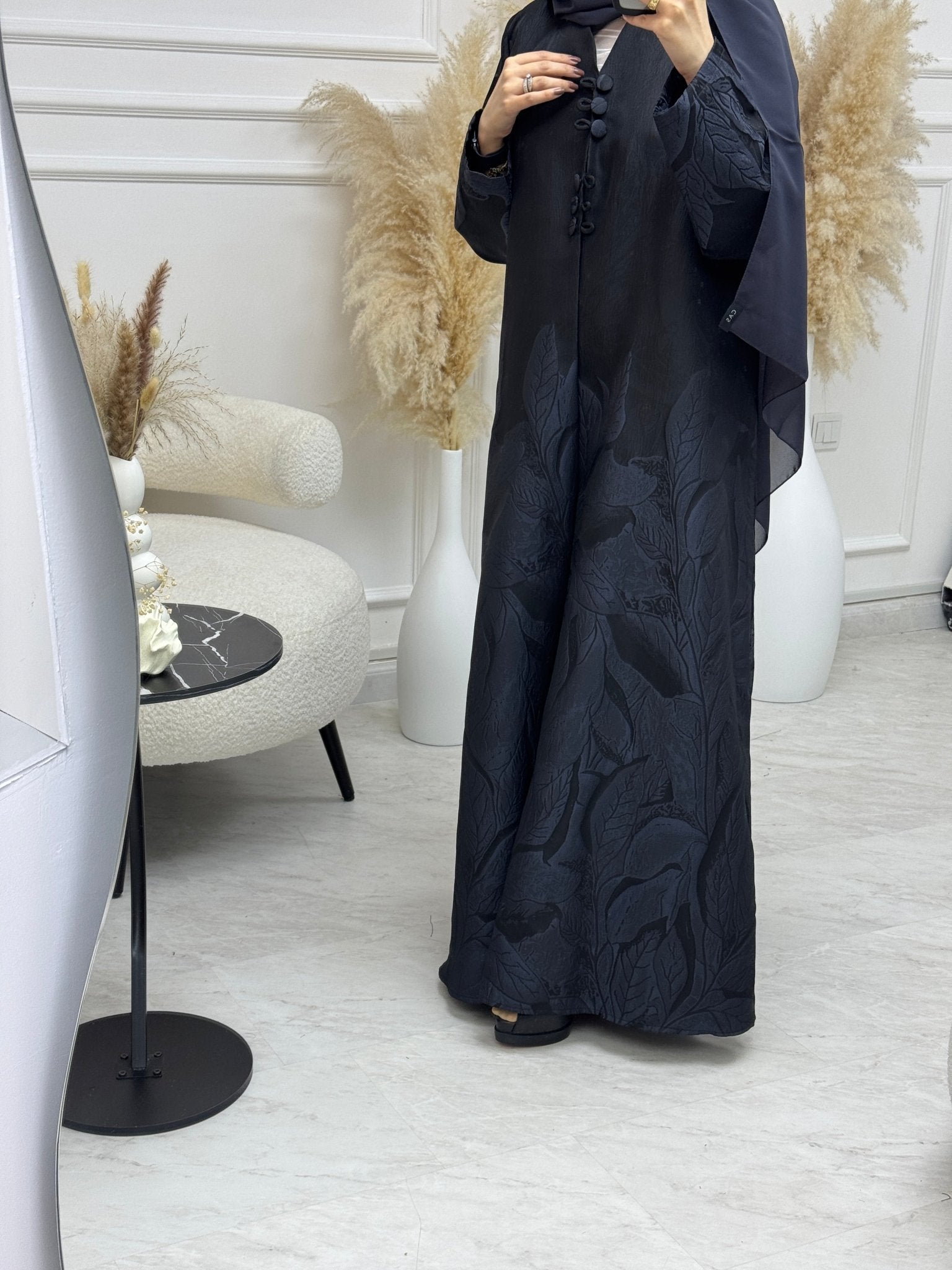 C 1095 - 03 Navy Blue Printed Abaya