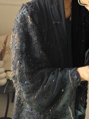 C 1098 Black Dantel Abaya