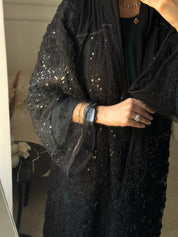 C 1098 Black Dantel Abaya