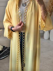 C 1131 Butter Yellow Lace Abaya