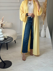 C 1131 Butter Yellow Lace Abaya