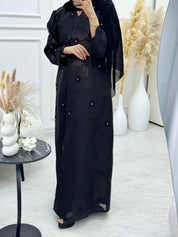 C 1136 Black Organza Abaya