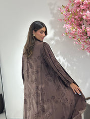 C 1159 Brown Printed Abaya