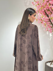 C 1159 Brown Printed Abaya