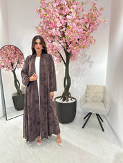 C 1159 Brown Printed Abaya