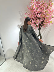 C 1160 Grey Printed Abaya