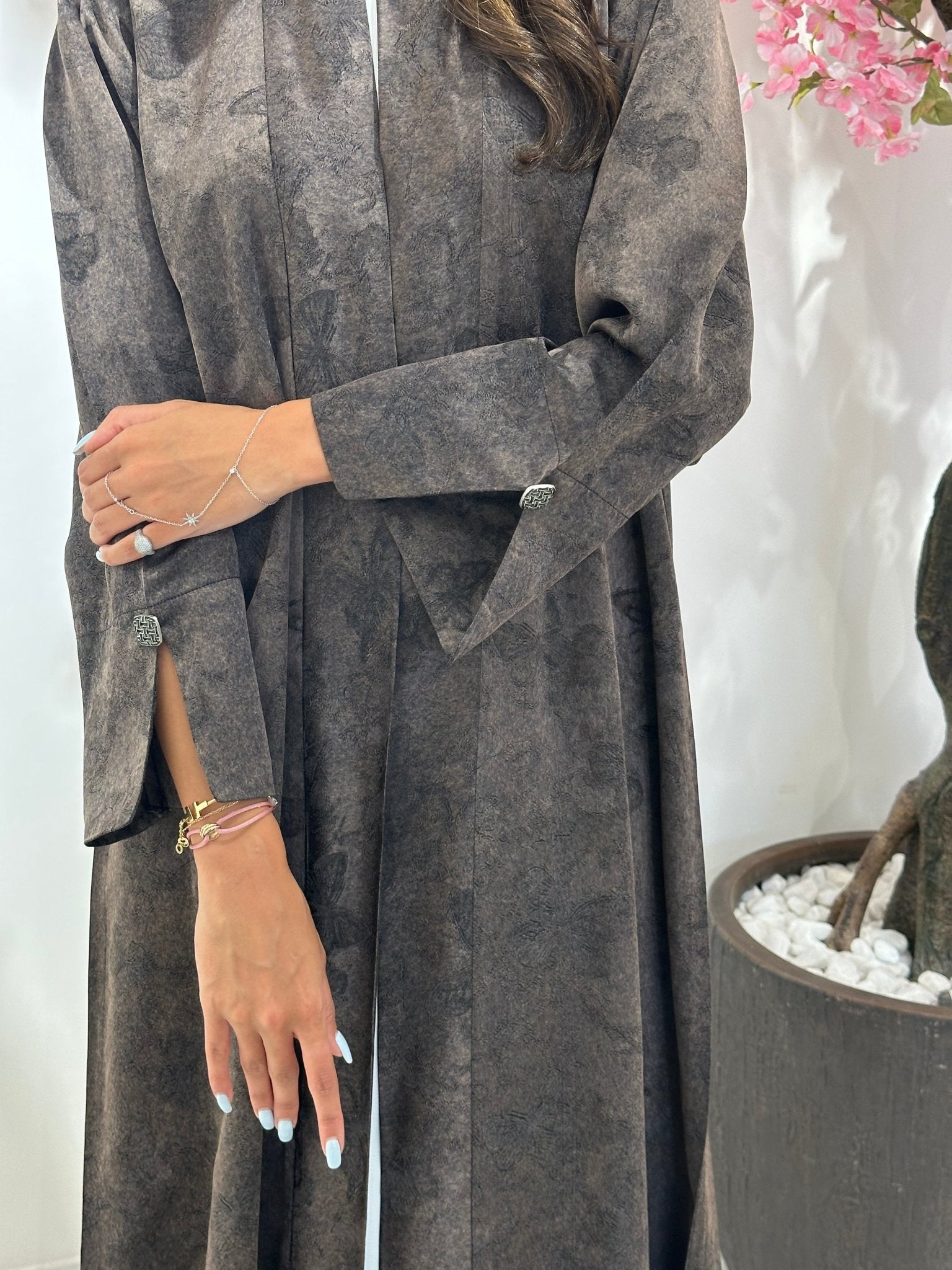 C 1161 Brown Printed Abaya