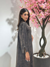 C 1161 Brown Printed Abaya