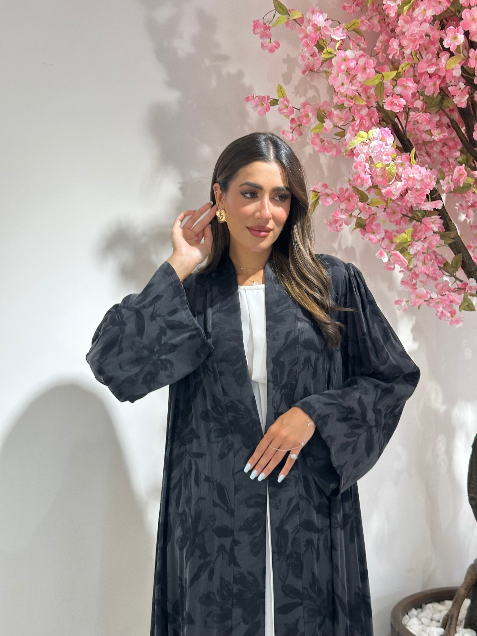 C 1162 Black Printed Abaya