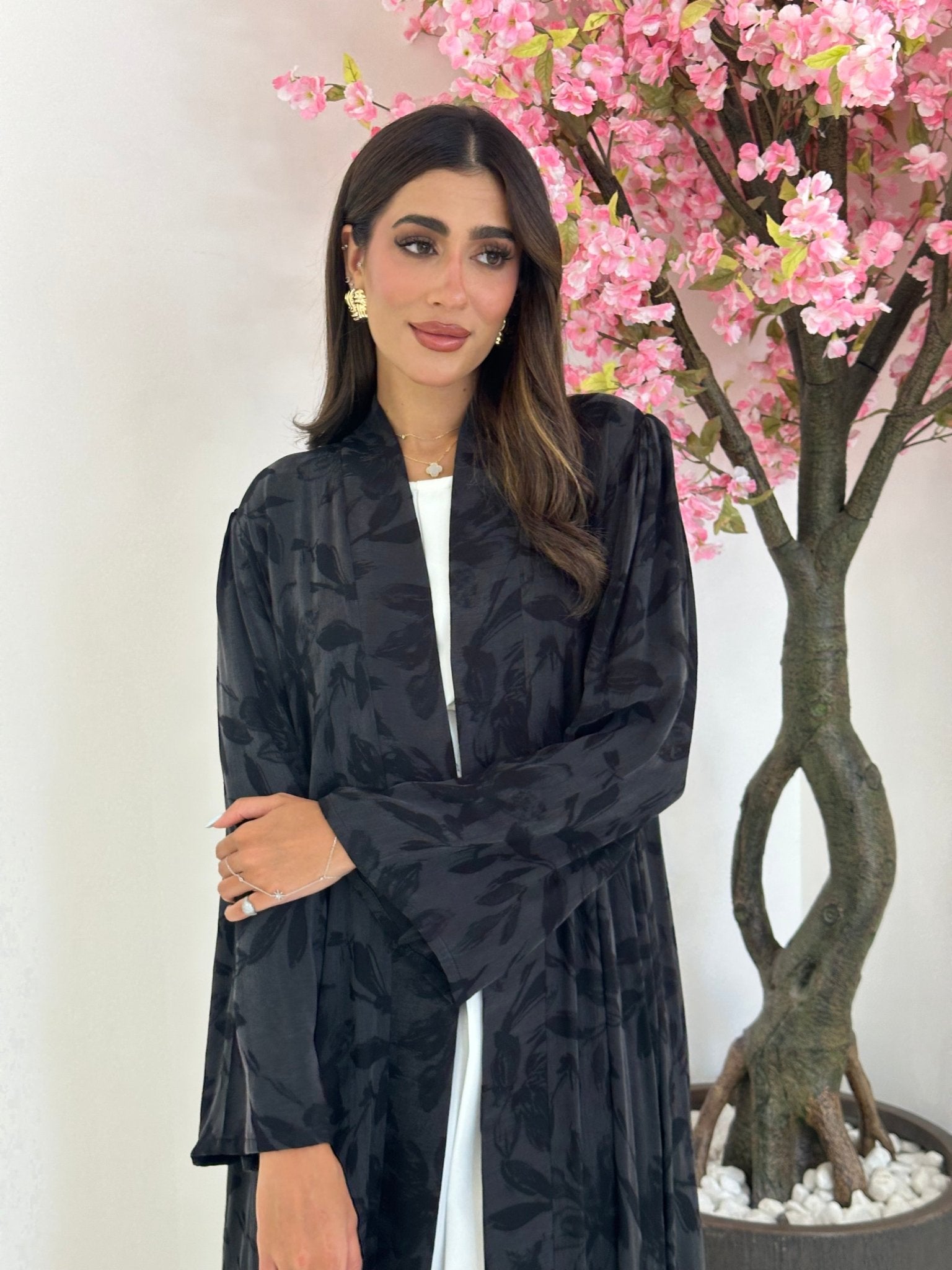 C 1162 Black Printed Abaya