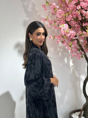 C 1162 Black Printed Abaya