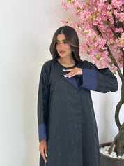 C 1163 Black Blue Printed Abaya