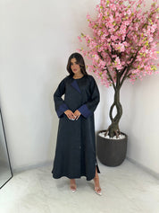 C 1163 Black Blue Printed Abaya