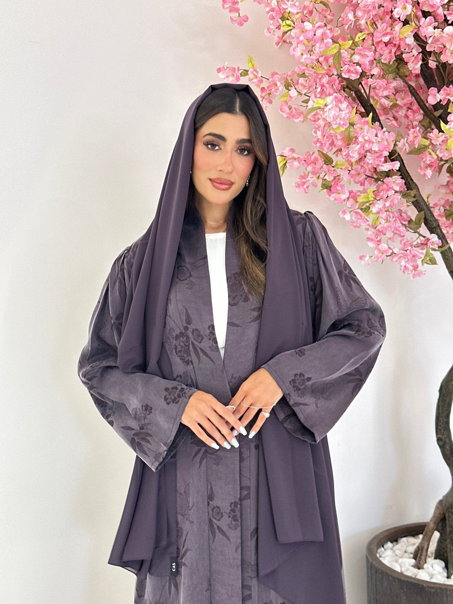 C 1164 Purple Printed Abaya
