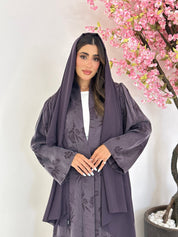 C 1164 Purple Printed Abaya