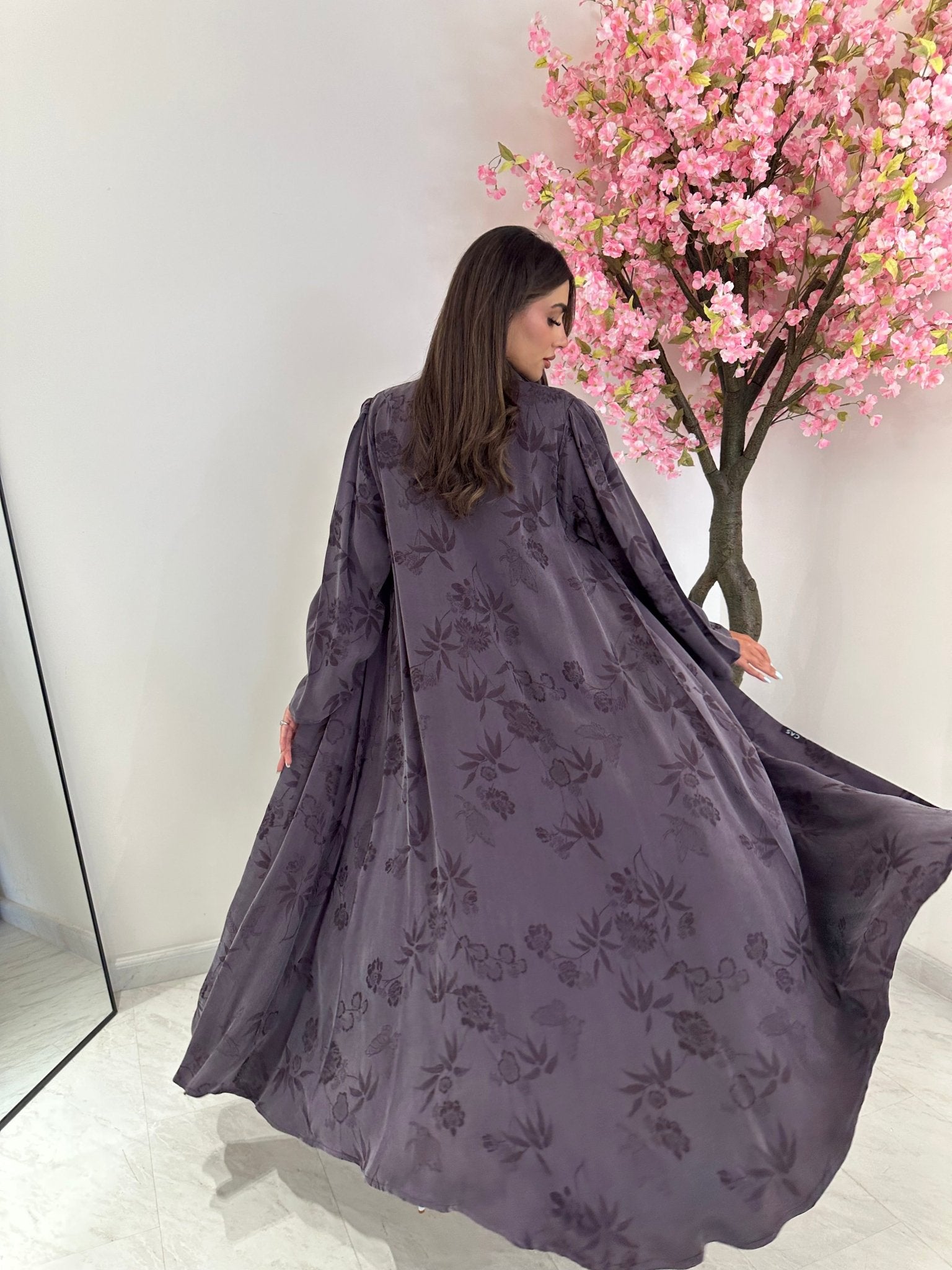 C 1164 Purple Printed Abaya