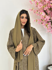 C 1165 Moss Green Printed Abaya
