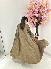 C 1165 Moss Green Printed Abaya
