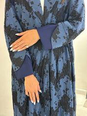 C 1166 Blue Printed Abaya