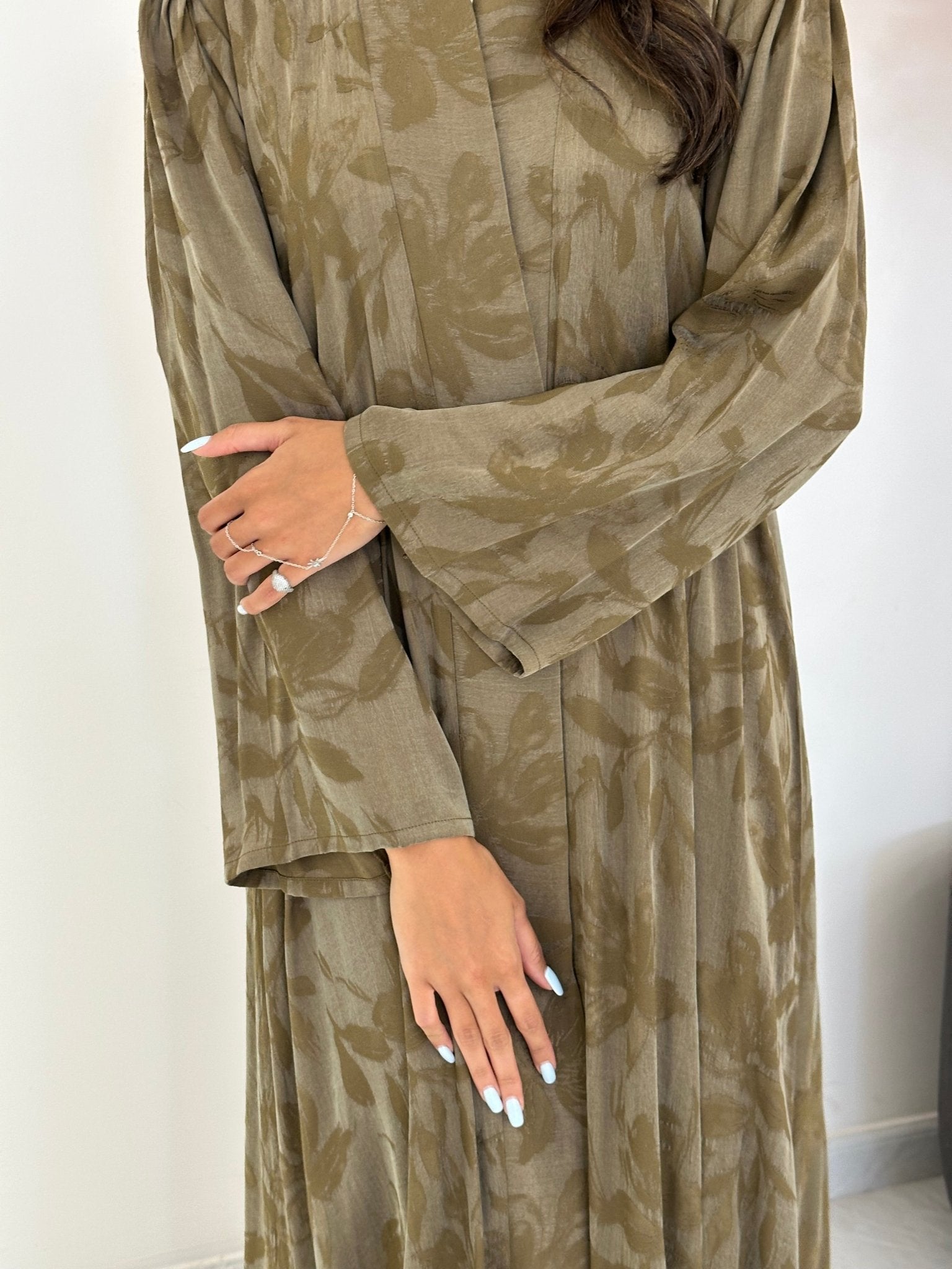 C 1167 Moss Green Printed Abaya