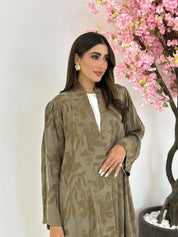 C 1167 Moss Green Printed Abaya