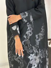 C 1168 Black Grey Printed Abaya