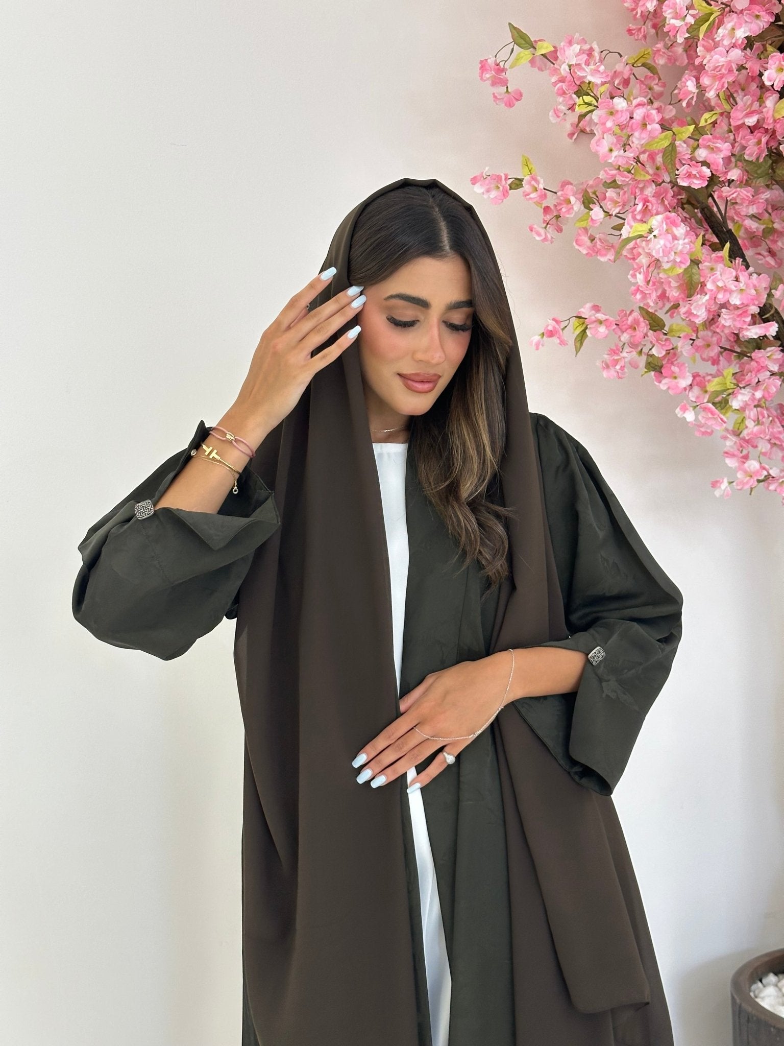 C 1169 Olive Printed Abaya