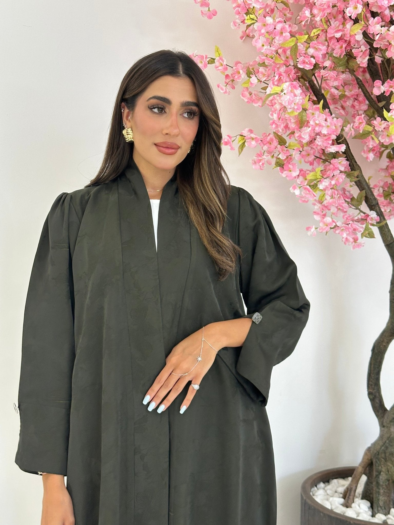 C 1169 Olive Printed Abaya
