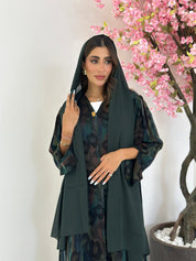 C 1170 Green Printed Abaya