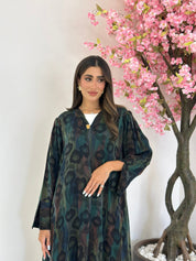 C 1170 Green Printed Abaya