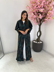 C 1170 Green Printed Abaya