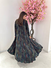 C 1170 Green Printed Abaya