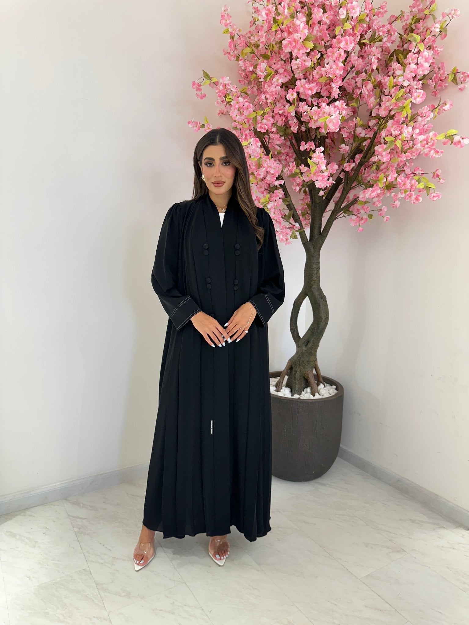 C 1171 Black Pleated Abaya