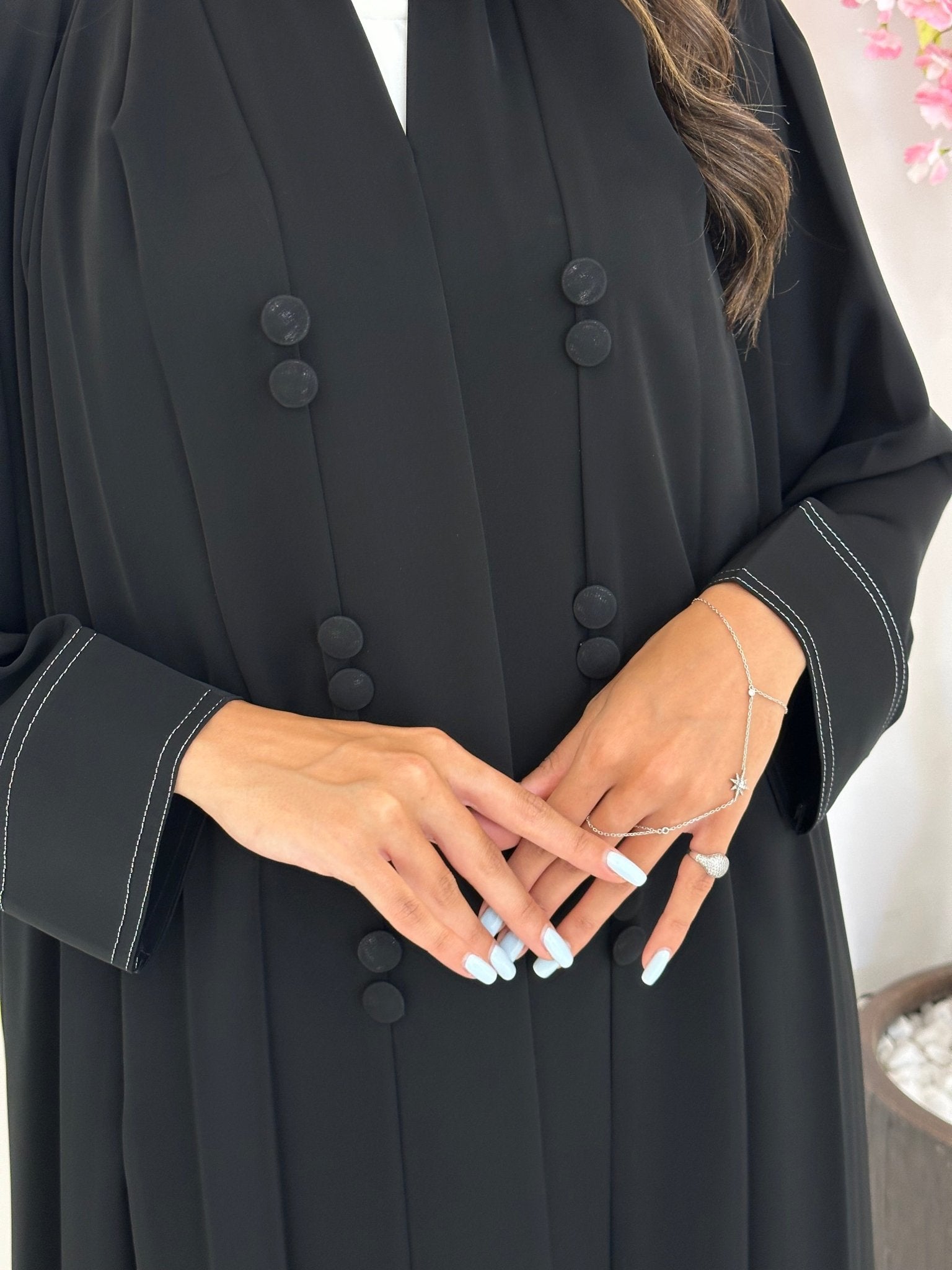 C 1171 Black Pleated Abaya