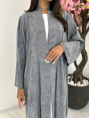 C 1172 Light Grey Printed Abaya