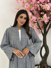 C 1172 Light Grey Printed Abaya