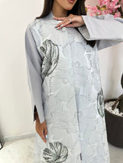 C 1175 Silver Printed Abaya