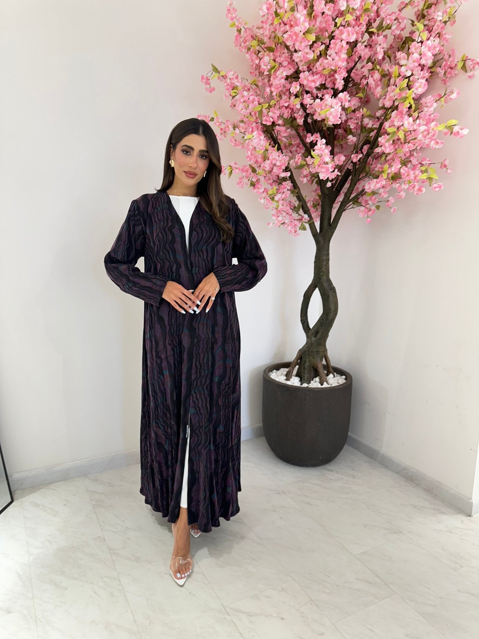 C 1176 Purple Printed Abaya