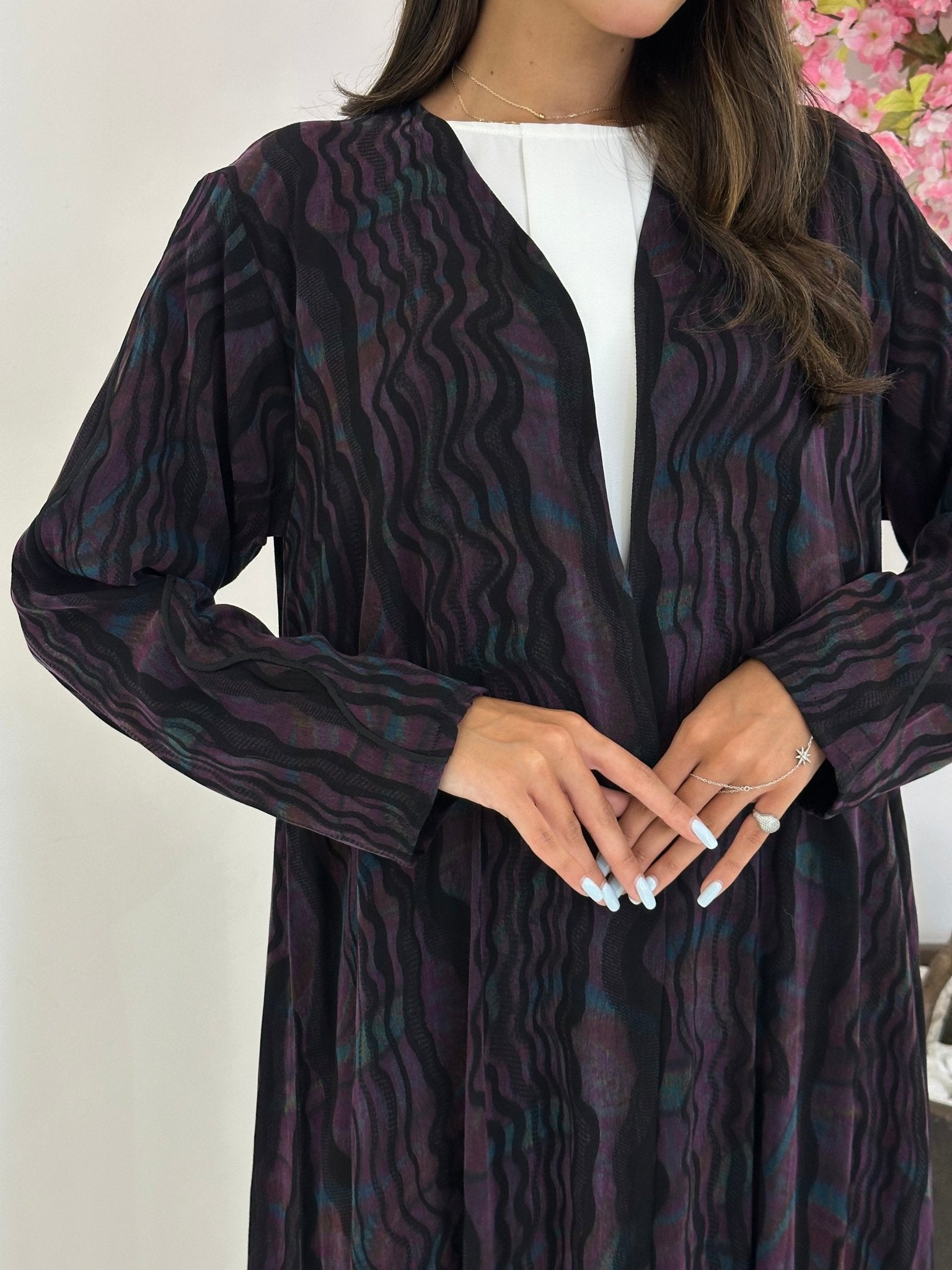 C 1176 Purple Printed Abaya