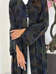 C 1177 Navy Blue Printed Abaya