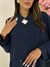 C 1178 Navy Blue Printed Abaya
