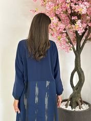 C 1178 Navy Blue Printed Abaya