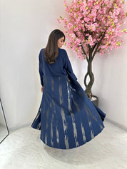 C 1178 Navy Blue Printed Abaya