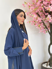 C 1178 Navy Blue Printed Abaya