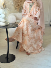 C 1179 Peach Dantel Abaya
