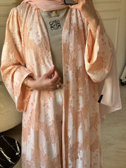 C 1179 Peach Dantel Abaya
