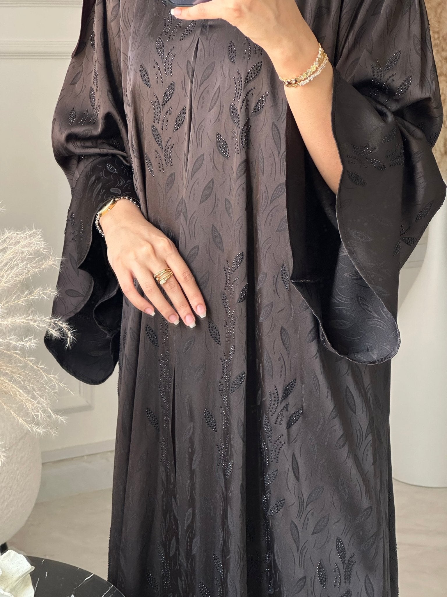 C 1202 - 03 Brown Printed Abaya