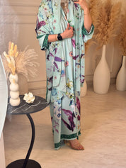 C 1208 Green Printed Abaya